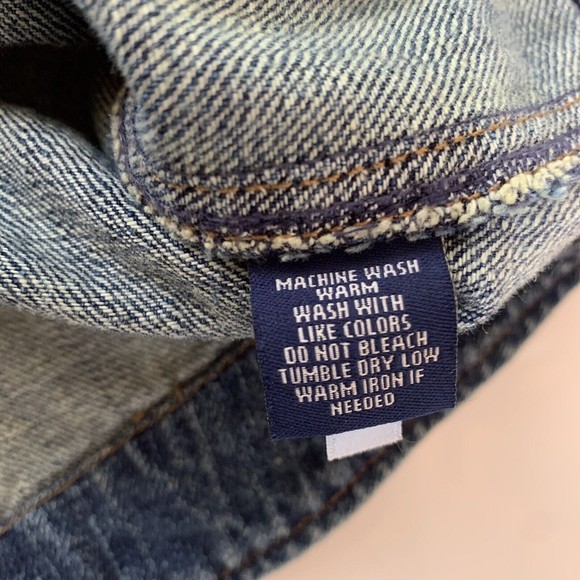 CHAPS Military Style Denim Jacket Button Front Long Sleeve Small - Picture 10 of 12